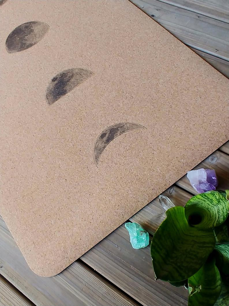 Moon Phases Cork Yoga Mat